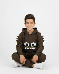 Kids Brown Monster Fleece Hoodie & Jogger Set