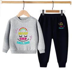 Kids Winter Sweat Shirt Set | Never Stop Smiling Printed