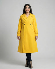 Women’s Mustard Yellow Long Fleece Winter Coat