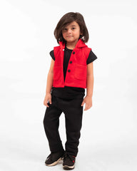 Kids Trendy Hoodie Vest | Red