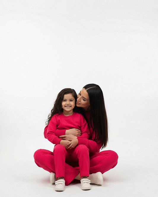Mom & Me Vibrant Pink Sweatshirt Set