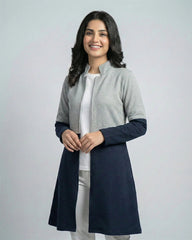 Blue Contrast Long Sleeve Fashion Cardigan Sweater