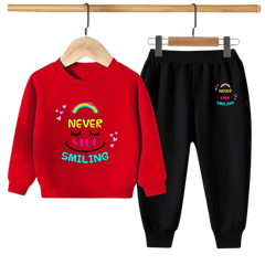 Kids Winter Sweat Shirt Set | Never Stop Smiling Printed