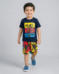 Make Today Great Navy T-Shirt & Printed Shorts Set