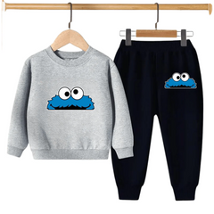 Kids Winter Sweat Shirt Set | Blue Monster Printed