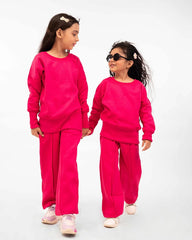 Girls Luxe Fleece Winter Co-Ord Set – Hot Pink