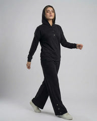 Winter Button Bottom Tracksuit | BLACK