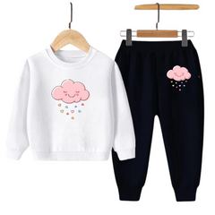 Kids Winter Sweat Shirt Set | Pink Cloud Printed