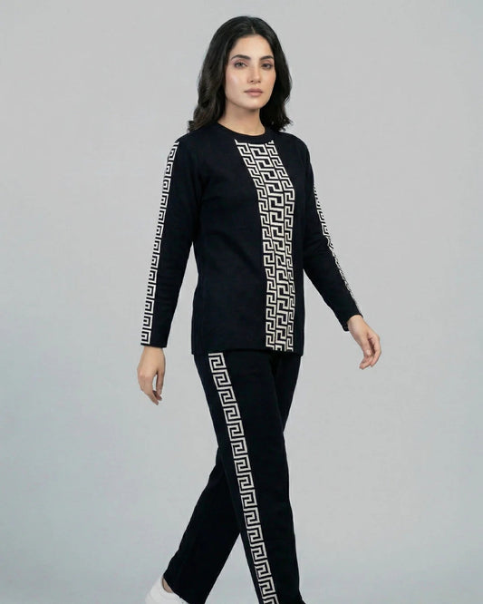 Urban Luxe Greek Co-Ord Set for Women | Black