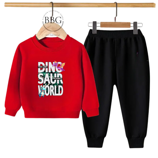 Kids Winter Sweat Shirt Set | Dinosaur World Printed