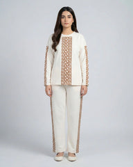 Urban Luxe Greek Co-Ord Set for Women | Cream