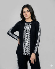 Urban Luxe Greek Co-Ord Set for Women | Black