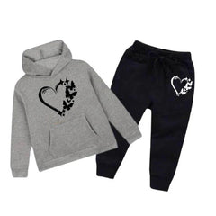 Kids Winter Hoodie Set | Love Butterfly Printed