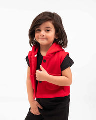Kids Trendy Hoodie Vest | Red