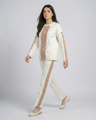 Urban Luxe Greek Co-Ord Set for Women | Cream