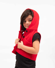 Kids Trendy Hoodie Vest | Red