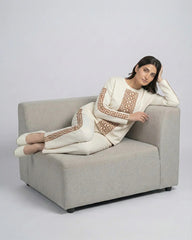 Urban Luxe Greek Co-Ord Set for Women | Cream