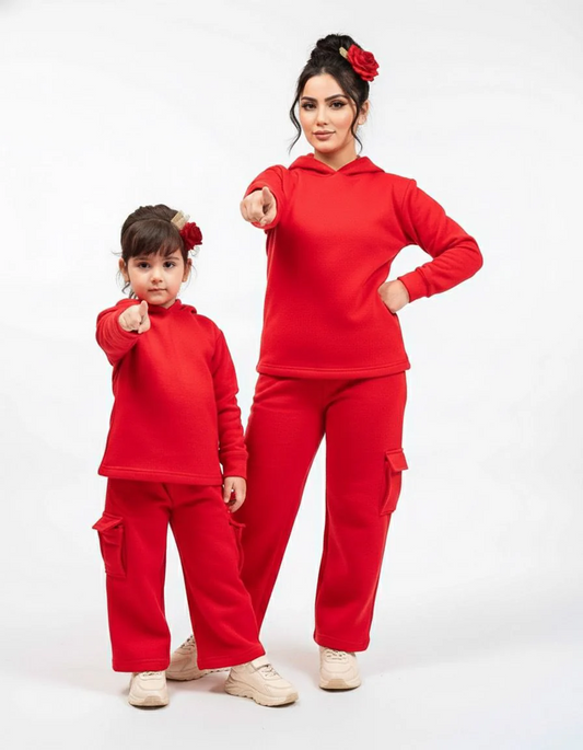 Mom & Me Red Winter Fleece Tracksuit