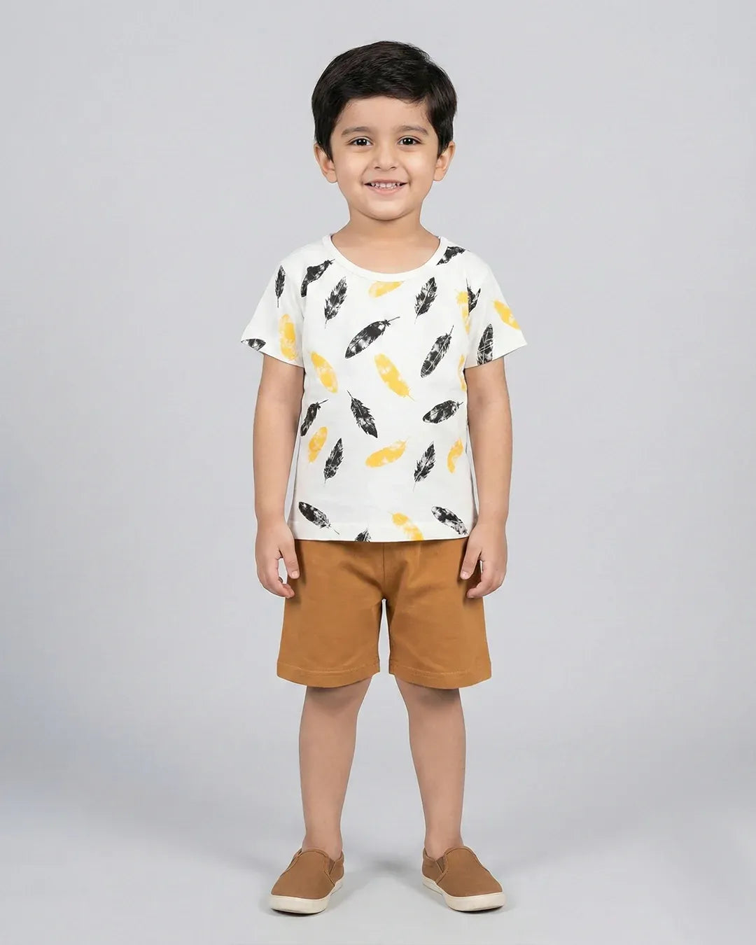 Brown Feather Short Set