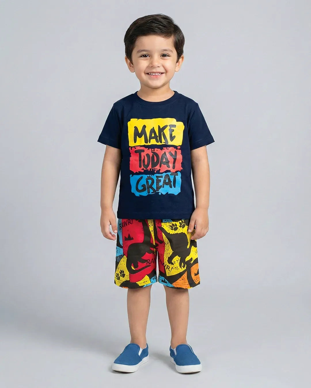Make Today Great Navy T-Shirt & Printed Shorts Set