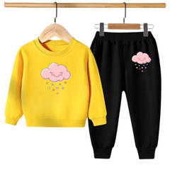 Kids Winter Sweat Shirt Set | Pink Cloud Printed