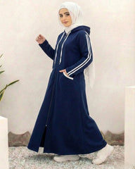 Women Hooded Zip-Up Fleece Abaya | Purple