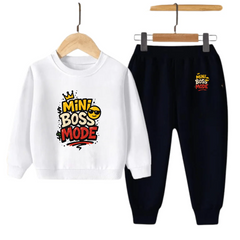 Kids Winter Sweat Shirt Set | Mini Boss Printed