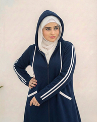 Women Hooded Zip-Up Fleece Abaya | Purple