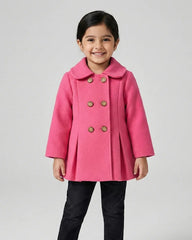 Girls Bright Pink Pea Coat