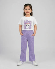 Bunny Blossom Tee & Lilac Pants Set – Girls Summer Outfit