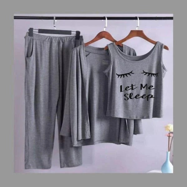 Women 3 Pieces Night Suit - Let Me Sleep