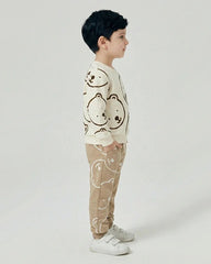 Kids Bear Print Sweatshirt & Jogger Set