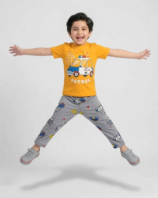 Yellow Police Car Pajama Set