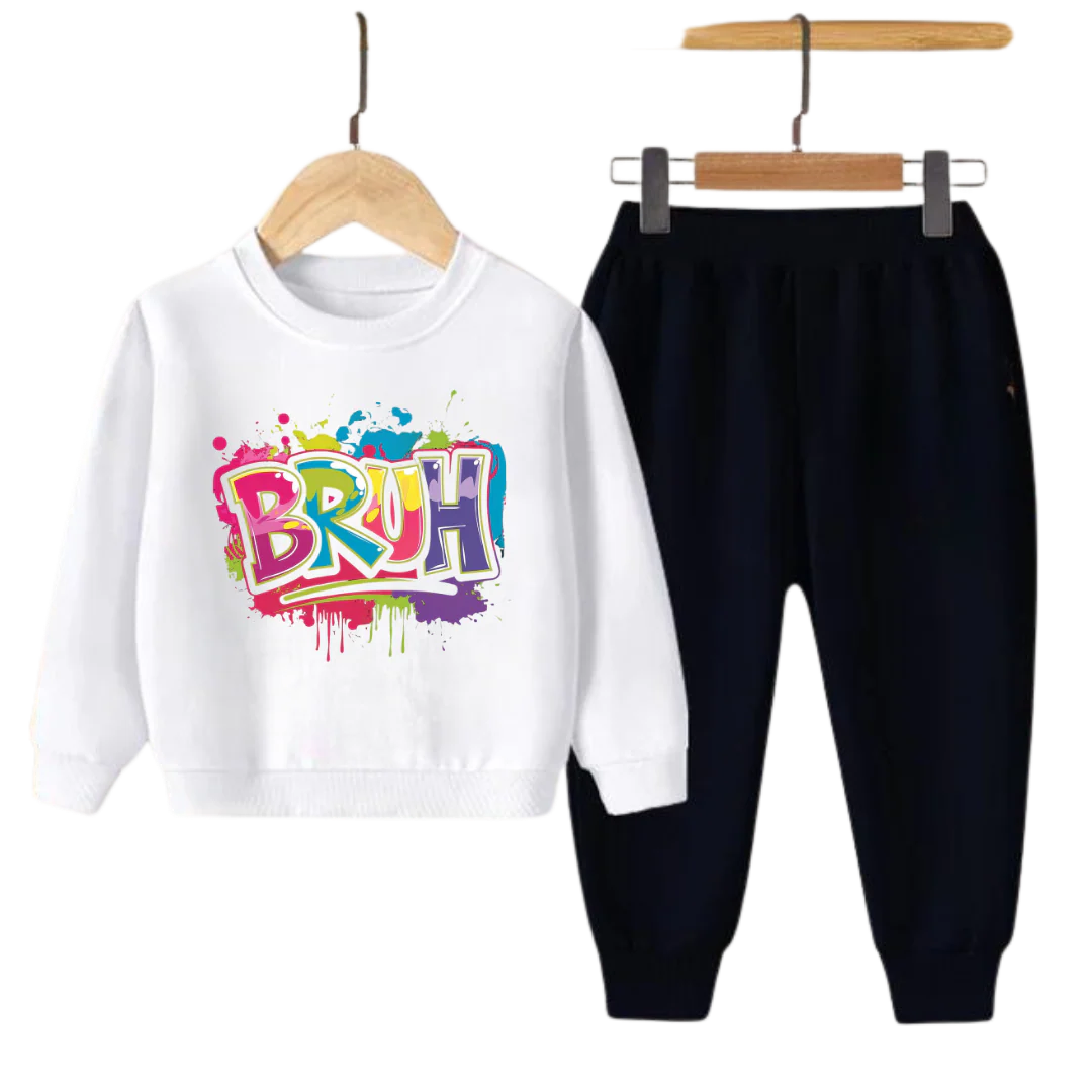 Kids Winter Sweat Shirt Set | Color Splash Bruh Printed