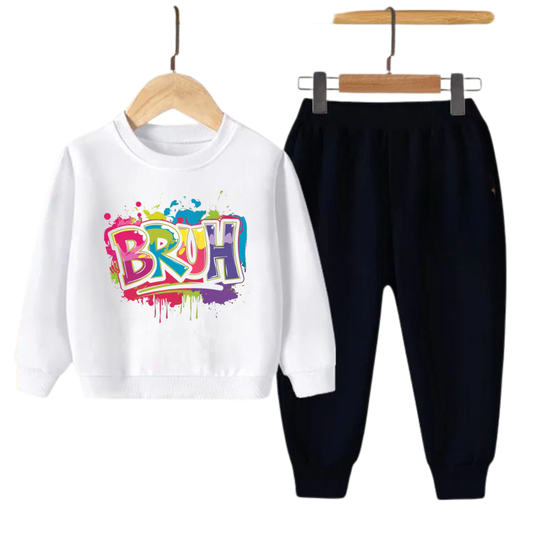 Kids Winter Sweat Shirt Set | Color Splash Bruh Printed