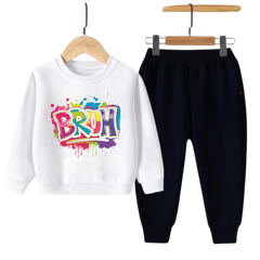 Kids Winter Sweat Shirt Set | Color Splash Bruh Printed