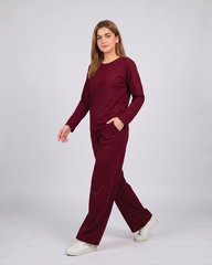 Women Round Neck Lounge Wear - Maroon