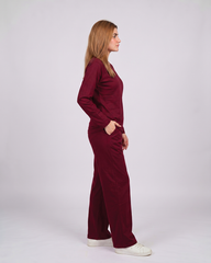 Women Round Neck Lounge Wear - Maroon