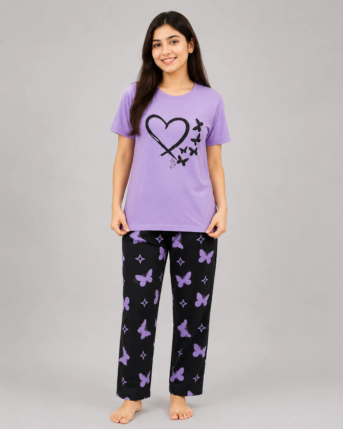 Purple Love Butterfly Pajama Set