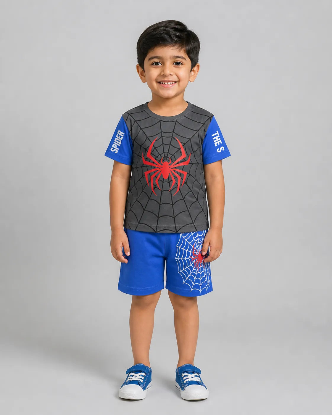 Spider Power Short Set - Grey & Blue