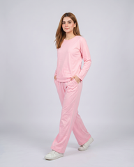 Women Round Neck Lounge Wear - Baby Pink