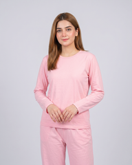 Women Round Neck Lounge Wear - Baby Pink