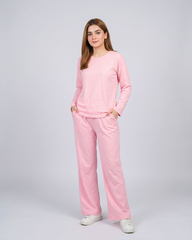 Women Round Neck Lounge Wear - Baby Pink