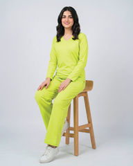 Women V Neck Lounge Wear - Lemon Yellow