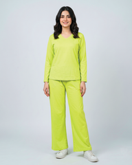 Women V Neck Lounge Wear - Lemon Yellow