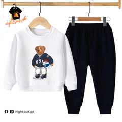 Kids Winter Sweat Shirt Set | Football Bear Printed
