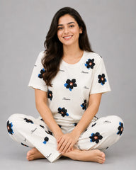 Blue Black Petal Pajama Set