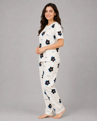 Blue Black Petal Pajama Set