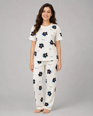 Blue Black Petal Pajama Set